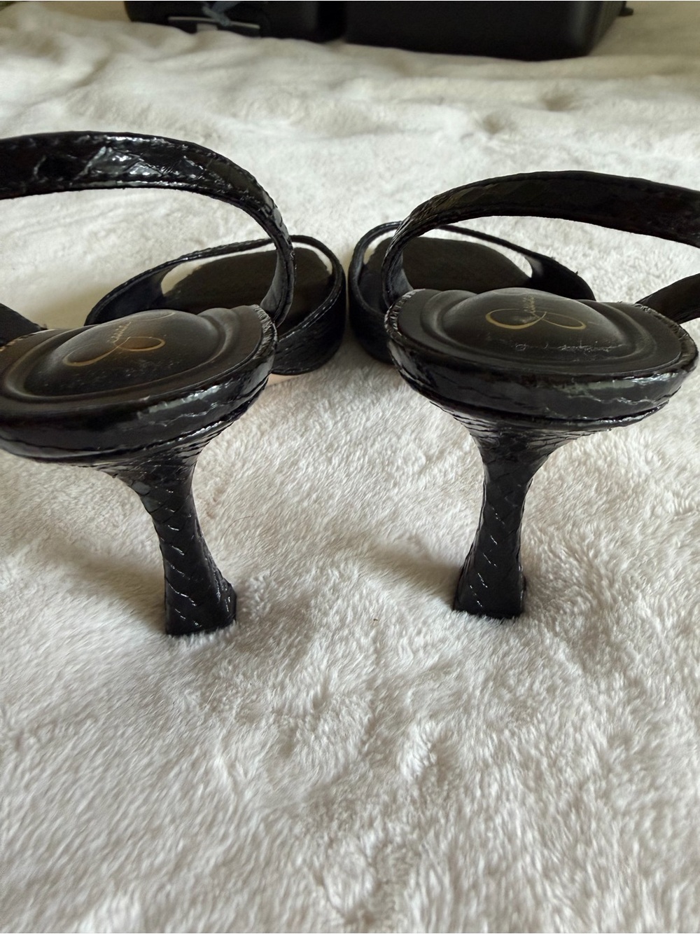 Black snakeskin Slingback Heels - Picture 4 of 5